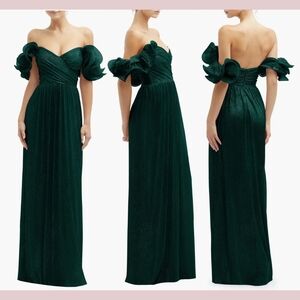 After Six Evergreen Metallic Gown, Size Small, NWOT